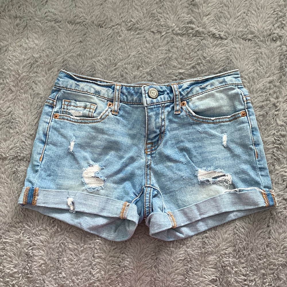 Aeropostale midi ripped jean shorts